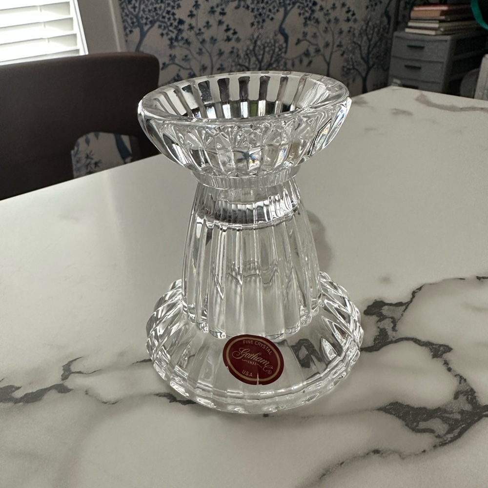 GORHAM Crystal Radiance Pressed Glass vintage Candle Holder Vintage